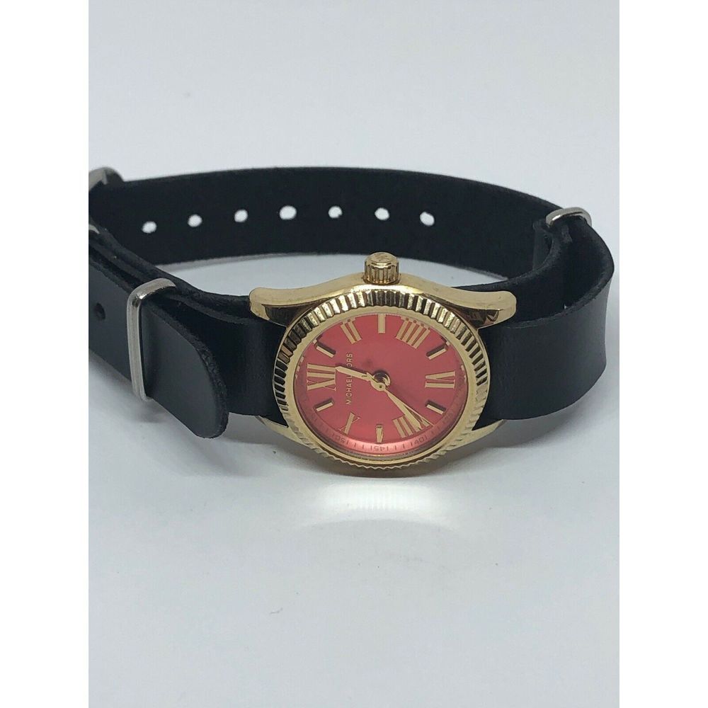 Michael Kors MK3284 Womens Black Leather Analog Dial Watch With Custom Band DV98 - Picture 5 of 8